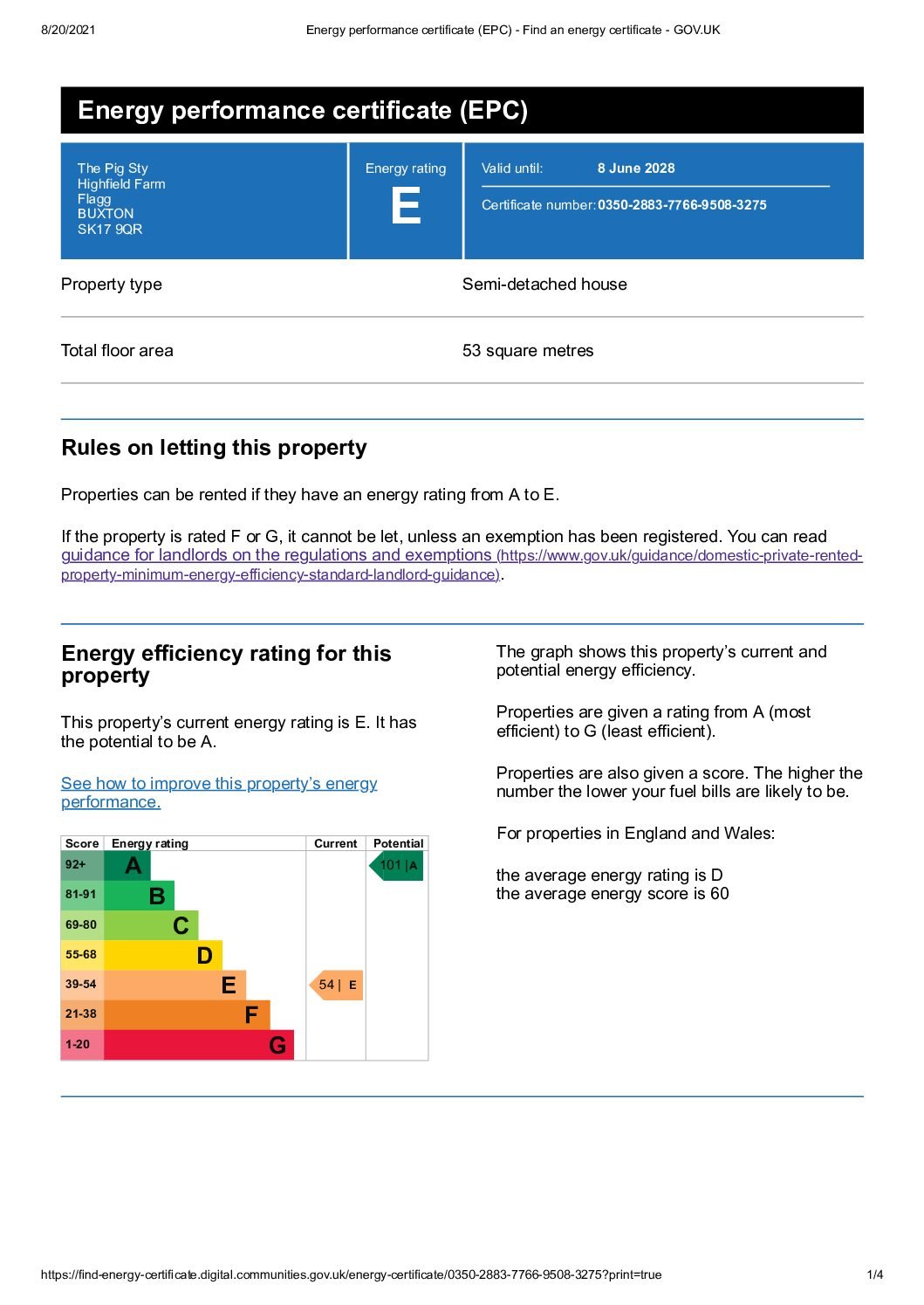 Energy performance certificate (EPC) - Find an energy certificate - GOV.UK